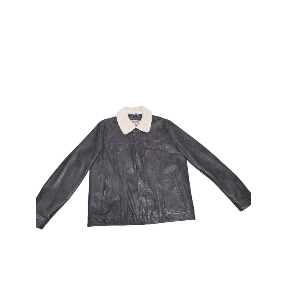 Levi’s Men's Large Faux Leather Jacket Brown Removable Collar
